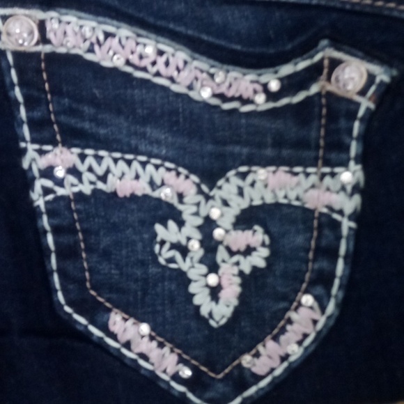 Rock Revival Women's 26 Dark Wash Skinny Jeans Amy Bejeweled Distressed NWOT - Picture 4 of 13
